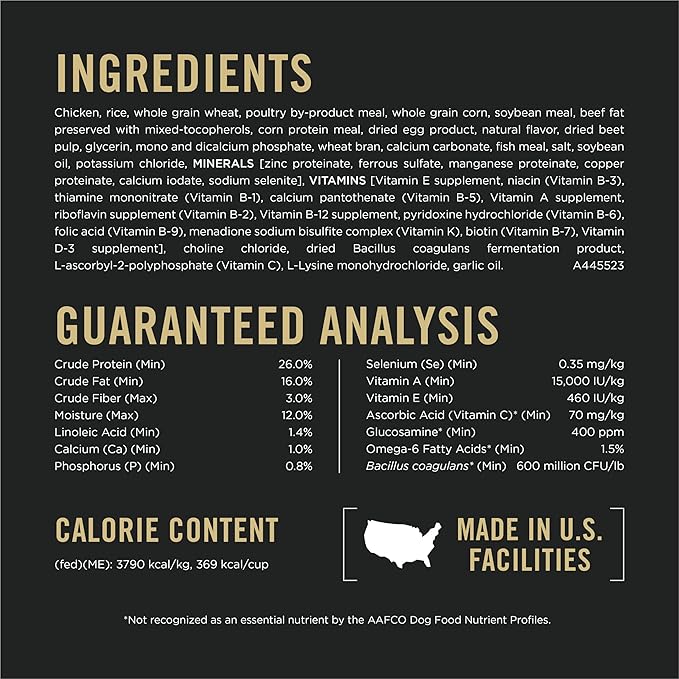 Purina Pro Plan Complete Essentials Shredded Blend Chicken and Rice Dog Food Dry Formula with Probiotics for Dogs - 47 lb. Bag