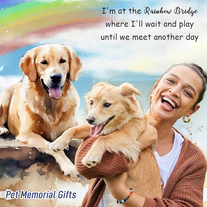 TONY & SANDY Dog Memorial Gifts, Pet Sympathy Rainbow Bridge Pet Memorial Bracelet for Men Women Girls Who Loss of Beloved Dog Cat
