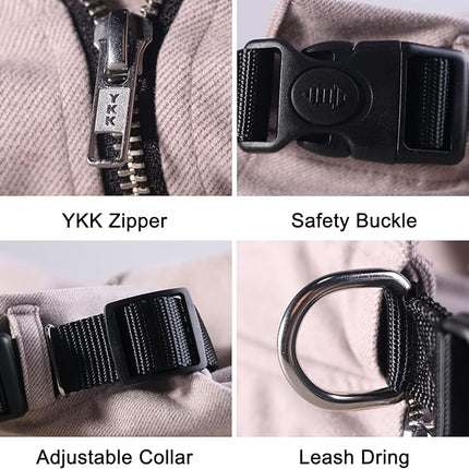 Large Dog Zipper Hoodies Clothes with Collar Leash Ring for Labrador Dobermann, Grey, 5X-Large