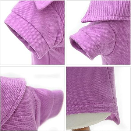 lovelonglong Basic Dog Polo Shirts Premium Cotton, Polo T-Shirts for Large Medium Small Dogs with a Two-Button Collar Blank Color Violet S