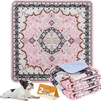 KOOLTAIL Washable Pee Pads for Dogs, 2 Pack Super Absorbent Reusable Puppy Training Pads Waterproof, Nonslip and Leak-Proof Dog Pee Pads, Large Pet Mats Whelping Pads for Floor, Crate, Couch, 36"x36"