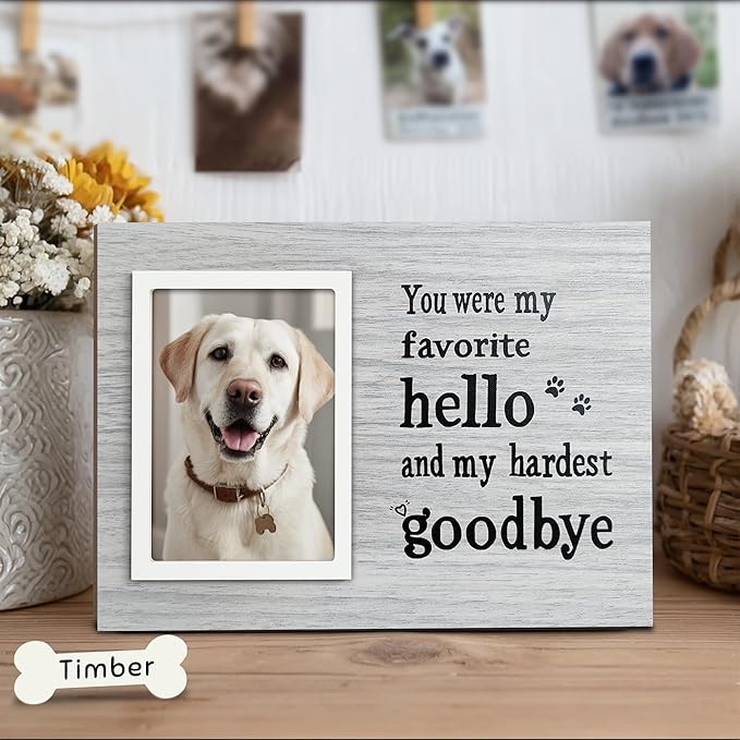 Dog Memorial Gifts for Loss of Dog, Pet Memorial Frame, Cat Memorial Gift, Pets Loss Sympathy Gifts, Wooden Dogs Memorial Picture Frame with DIY Name Options