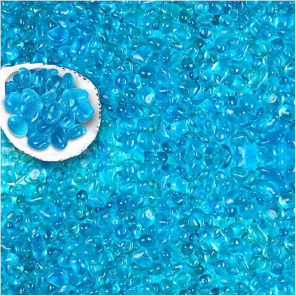 BXI 2.2 Lbs Small Aquarium Substrate Gravel Sand, Polished Smooth Fish Tank Gravel, Colorfast Uncoated Vibrant Blue Sea Glass, Decorative Stones for Vase Fillers, Fairy Garden, Potted Plants