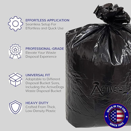 ActiveDogs Dog Poop Bucket Bags 12PK - Heavy Duty 5 Gallon Poop Bags for Dogs Waste Removal Trash Can, Bucket or Pail - Extra Thick 1.2ml Plastic Tear Resistant & Leak Proof Refill Liners