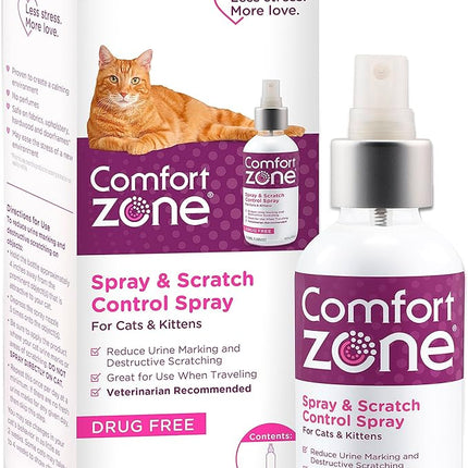 Comfort Zone Cat Calming Pheromone Spray: Value Size (4 oz); Proven to Reduce Destructive Scratching, Urine Marking, and Stress
