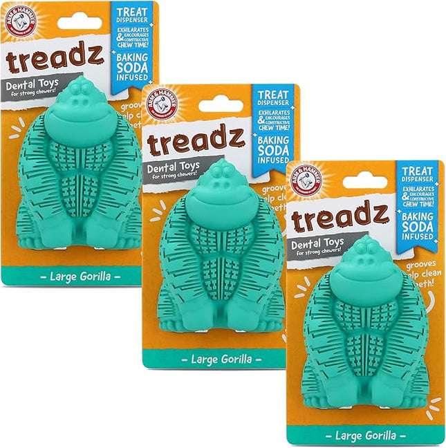 Arm & Hammer for Pets Super Treadz Gorilla Dental Chew Toy for Dogs - Dog Dental Toys Reduce Plaque & Tartar Buildup Without Brushing - Safe for Dogs up to 35 Lbs (Pack of 3)