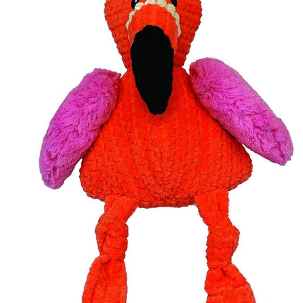 HuggleHounds Knottie Plush Dog Toy - Dog Stuffed Animal Toy, Puppy Toys, Squeaky Dog Toy for Small, Medium & Large Dogs, Durable Plush to Keep Them Busy - Pink Flamingo, Large