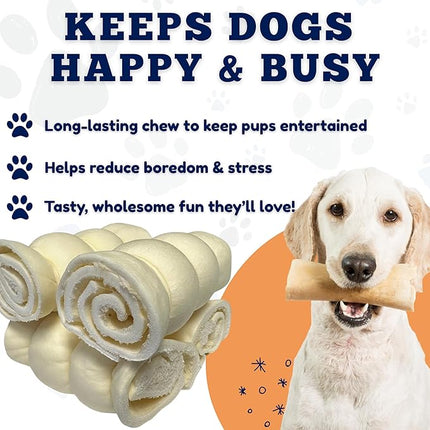 Amazing Dog Treats - Beef Cheek Rolls (Mega Thick 5-6" - 8 Pcs) - Safe Rawhide Alternative Dog Chew - Great for Power Chewers - Long Lasting Dog Chew - Retriever Rolls for Dogs