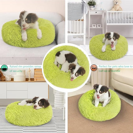 Calming Small Dog Bed - Anti-Anxiety, Machine Washable, Fluffy Luxury, Anti-Slip, Waterproof, Warming, Cozy Soft, Round