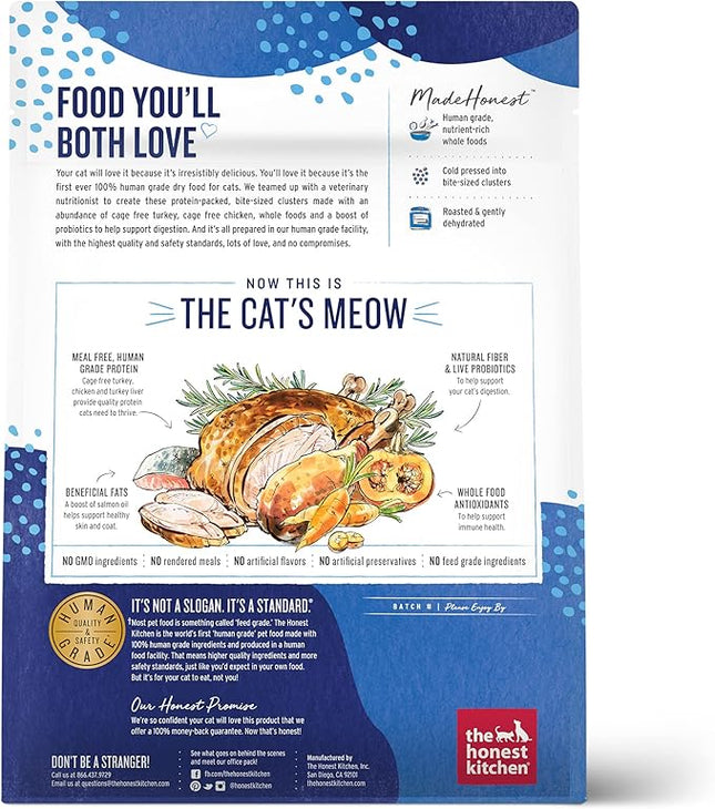The Honest Kitchen Human Grade Whole Food Clusters Grain Free Turkey & Chicken Dry Cat Food, 1 lb Trial Pouch