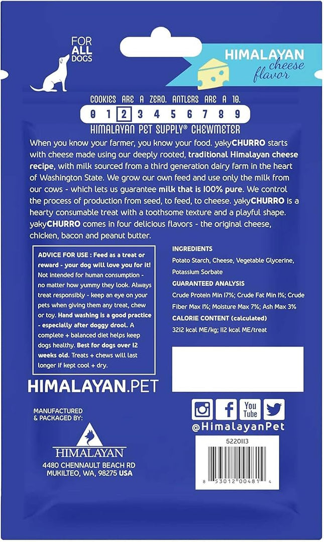 yaky CHURRO Himalaya Cheese Treats | Lactose Free | Gluten Free | Grain Free | USA MADE | for All Breeds | 4 CHURROs per Pouch | Original Cheese Flavor