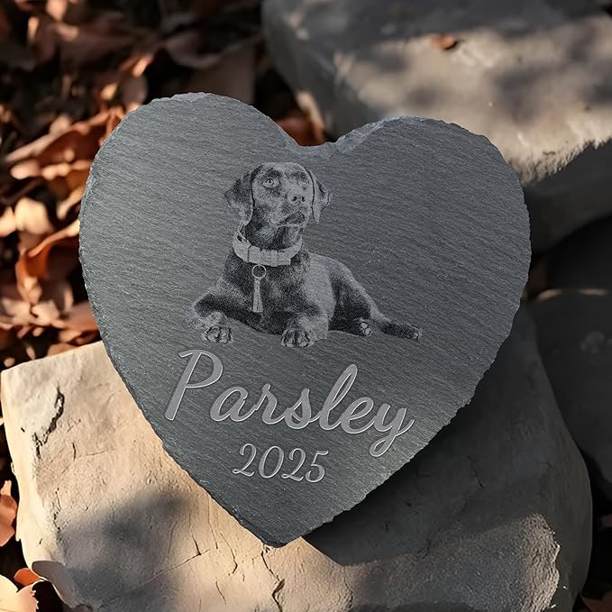 Personalized Pet Memorial Stone, Dog Memorial Gifts, Pet Loss Sympathy Gift, in Memory of Dog Cat - in Memory of Pet（Heart）