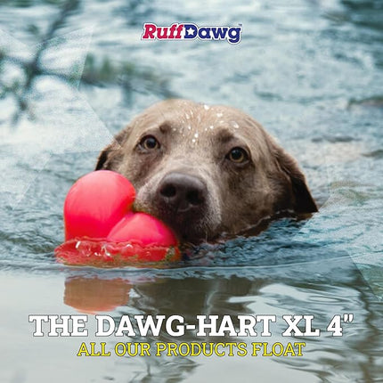 Ruff Dawg Dawg-Hart Red XL – Heart Shaped Rubber Toy – Floating & Bouncing Fetch Toy for Aggressive Chewers – Interactive & Fun for Outdoor Play