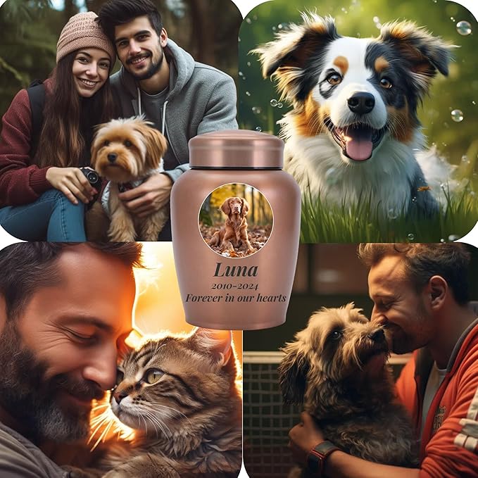 Dog Urn Personalized,Custom Pet Urns for Cats,Cat urn,Urns for Dog and Cat Ashes,Pet Memorial Gifts Round