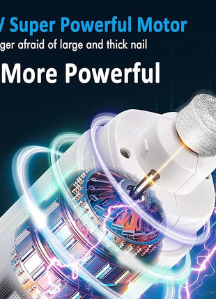 Casfuy Dog Nail Grinder with 2 LED Light for Large Medium Small Dogs - 3X More Powerful 2-Speed Electric Pet Nail Trimmer Rechargeable Quiet Painless Paws Grooming & Smoothing Tool (White)