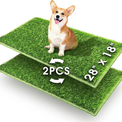 Hompet Dog Grass Pads, Puppy Turf Potty Training Pads, Artificial Turf for Dog Systems Replacement Grass Mats, Easy to Clean with Fast Drain Holes, Indoor/Outdoor Garden Lawn Patio Balcony 28"×18"