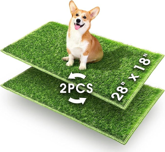 Hompet Dog Grass Pads, Puppy Turf Potty Training Pads, Artificial Turf for Dog Systems Replacement Grass Mats, Easy to Clean with Fast Drain Holes, Indoor/Outdoor Garden Lawn Patio Balcony 28"×18"