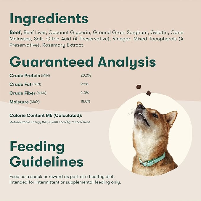 Jinx Beef Bites Jerky Dog Treats - Soft & Chewy, All Natural Dog Jerky Treats with Grass-Fed Beef - Pet Products for All Dogs (Puppies, Adults & Seniors) - 15oz