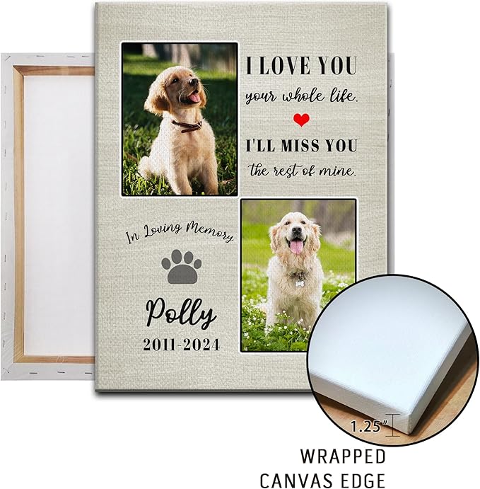 Personalized Pet Memorial Gifts for Dogs Customized Gifts for Dogs Cats Custom Loss of Pet Sympathy Gift Canvas Dog Loss Gift Canvas with Picture Name