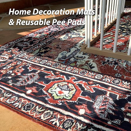 nunubaby 4PACK Washable Pee Pads for Dogs, Stylish, Non-Slip and Leak-Proof Pee Pads. Reusable Potty Pads for Dogs for Crates and Floors.(Red/Rect, 24" x36" )