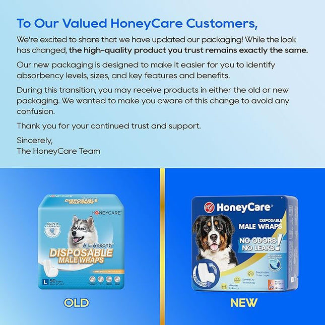 HONEY CARE All-Absorb A24 Male Dog Wrap, 50 Count, Large