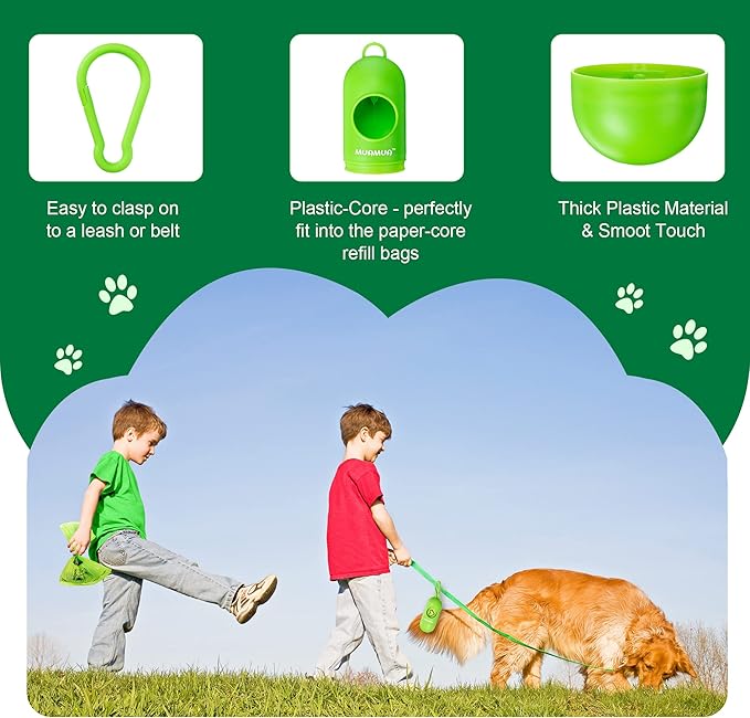 MUAMUA Biodegradable Dog Poop Bags 300 Count, 20 Rolls, Recyclable Waste with Dispenser, Large 9 x 13 Inches, Extra Thick, Leak Proof for Dogs and Cats
