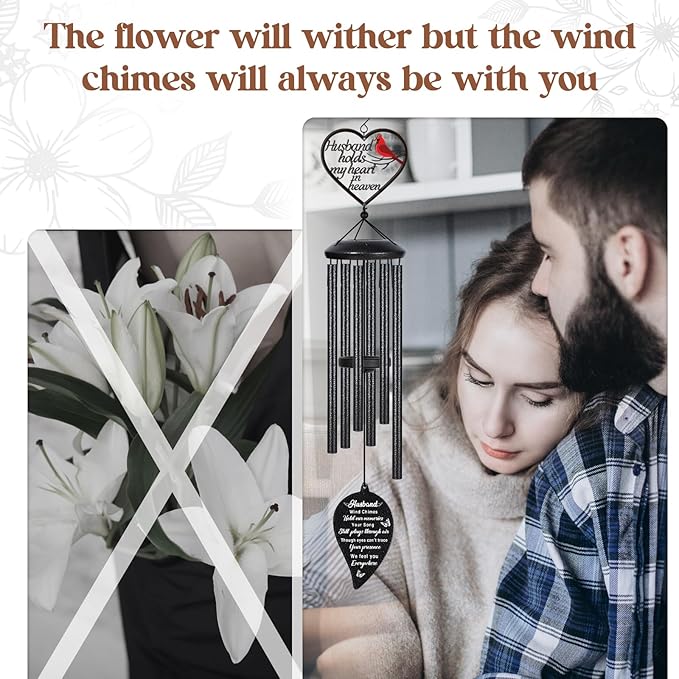 Memorial Gifts for Loss of Husband, Sympathy Wind Chimes, Bereavement Remembrance Condolence Gift in Memory of Husband, Loss of Husbands Sympathy Gifts