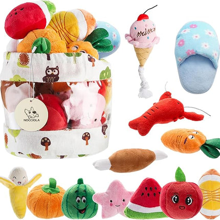 Nocciola Dog Squeaky Toys, Plush Small Dog Toys for Dogs, Stuffed with Squeakers,12 pcs Puppy Toys with a Carrying Bag for Small Medium Size
