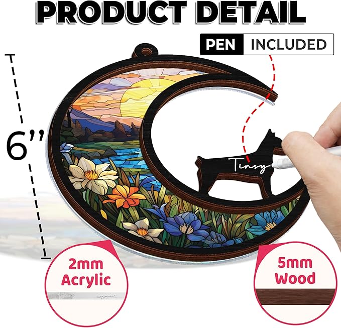 6'' Dalmatian Dog Memorial Suncatcher Personalized Name Dog Breed Pet Ornament Window Car Hanging Sympathy Gift for Loss of Pet Passed Away Remembrance Gift for Dog Lovers SCD-B11-6-15