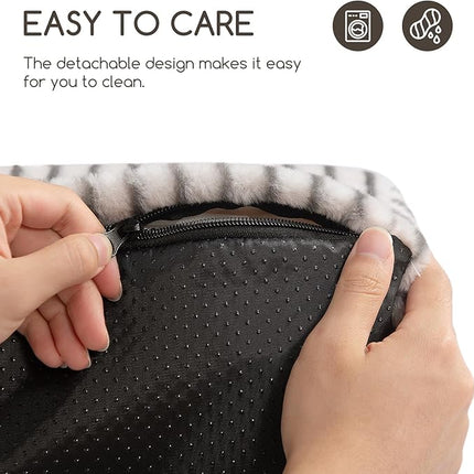 Hollypet Fluffy Plush Pet Cat Couch Soft Calming Pet Sofa Beds for Medium Small Cats and Dogs, Dark Gray Stripes