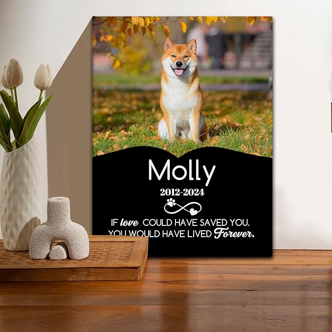Personalized Pet Memorial Gifts for Dogs Customized Gifts for Dogs Cats Custom Loss of Pet Sympathy Gift Canvas Dog Loss Gift Canvas with Picture Name
