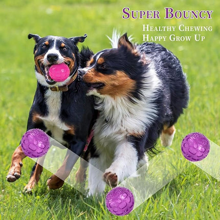 3'' Squeaky Dog Toy Balls for Lagre Medium Breed, Indestructible Dog Balls for Playing, Fetching & Retrieving, Durable Aggressive Chewers, 4 PCS Red+Purple+Green+Blue