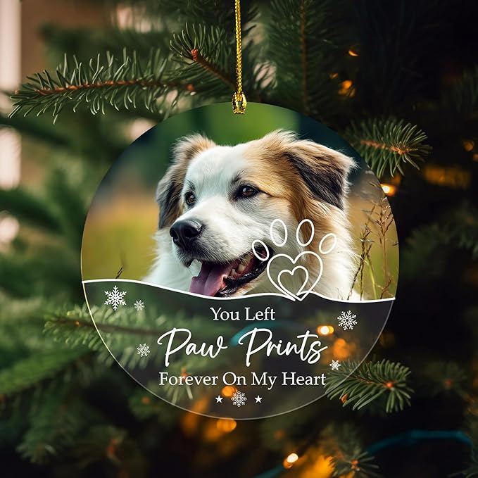 Pavo Personalized Pet Photo Ornaments, Pet Sympathy Remembrance Gifts for Loss of Dogs Cats Pets, Loss of Dog Sympathy Gift, Pet Memorial Ornaments for Christmas Tree, Christmas Ornament 2025