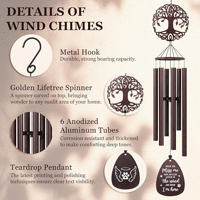 SteadStyle Pet Memorial Gifts - Pet Memorial Wind Chime, Memorial Wind Chimes for Loss of Dog, Sympathy Wind Chimes for Loss of Dog, in Memory of Dogs Gifts