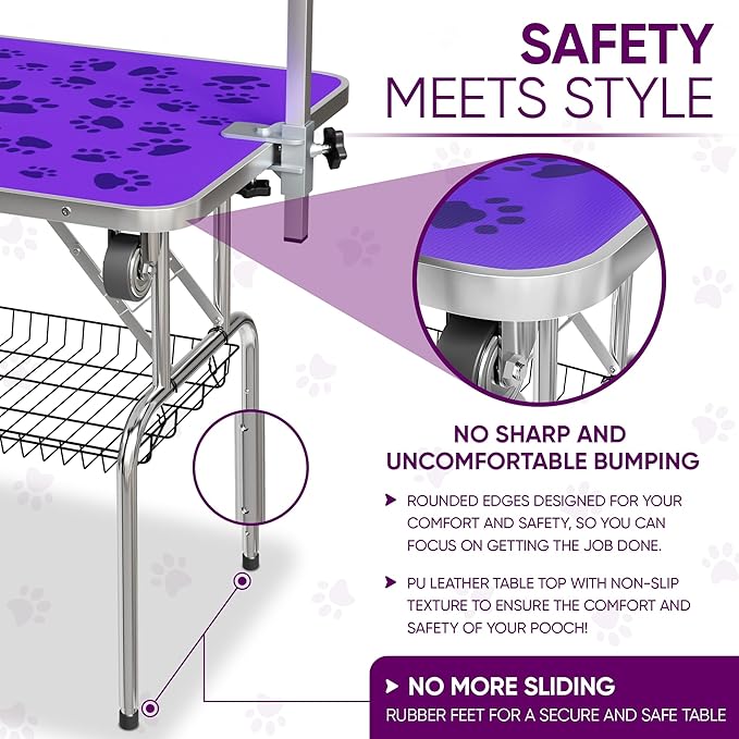 37" Dog Grooming Table with Set of 6 Grooming Loops for Dog Groomers Bundle - Adjustable Height Grooming Table 300lb, Dog Grooming Table Arm with Adjustable Dog Grooming Loops - Dog Grooming Supplies