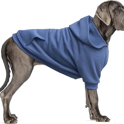 Large Dog Zipper Hoodies Clothes Zip Up Sweaters for Pitbull Labrador, Blue, 3X-Large