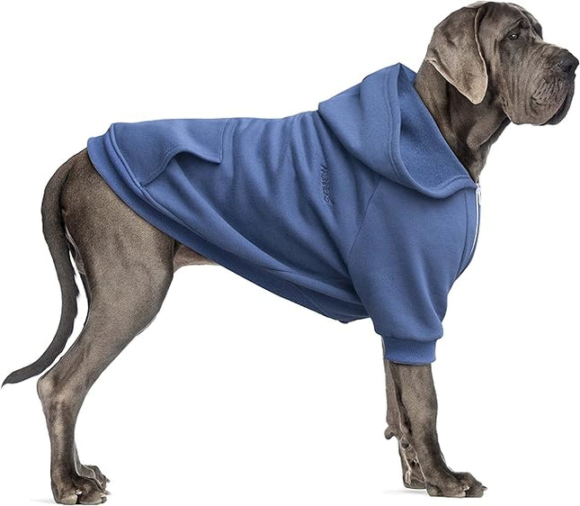 Large Dog Zipper Hoodies Clothes Zip Up Sweaters for Pitbull Labrador, Blue, 3X-Large