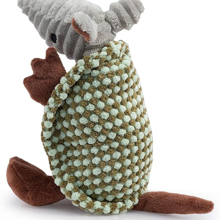 Hollypet Plush Dog Squeaky Toy Stuffed Armadillo Animal Pet Puppy Chew Toys with Clean Teeth for Small Medium Large All Breed Sizes Dogs, Light Green and Olive Drab,8 in