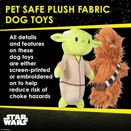 STAR WARS for Pets 2piece Multipack Dog Toys, YODA and Chewbacca Bobo Style Dog Toys Plush Toys Fabric Plush Dog Toy, Squeaky