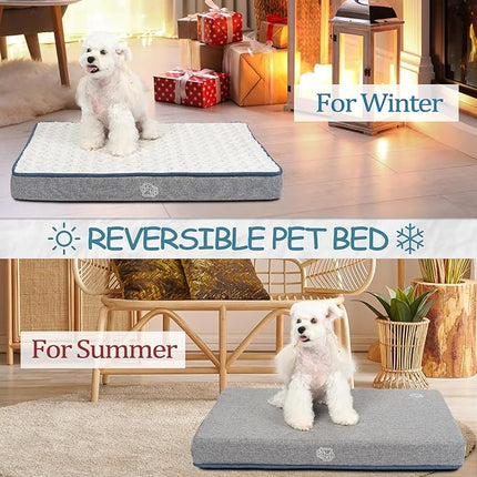 EMPSIGN Reversible Cool and Warm Dog Bed for Crate Pad, Pet Beds with Washable and Removable Cover, Dog Crate Beds Sleeping Mats, Beds for Dogs Crate for Large Medium Small Dogs, Grey