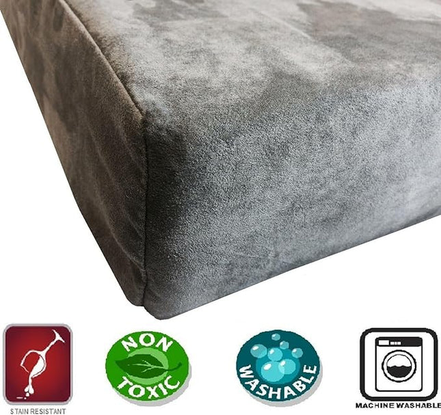 Dogbed4less Orthopedic Gel Memory Foam Pet Dog Bed, Waterproof Liner with External Microsuede Cover and Bonus Antislip Cover (Microsuede Gray, 41"X27"X4" Inches)