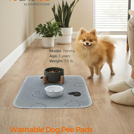 Feandrea Washable Dog Pee Pad, 2 Pack, Reusable, 24 x 18 Inches, S, Waterproof Pet Training, Leakproof, Non-Slip, Super Absorbent, Gray UPTD018G01
