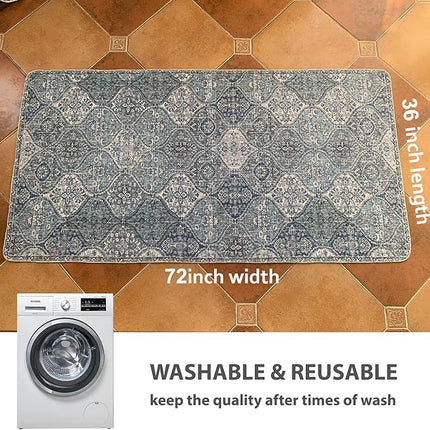 nunubaby Washable Pee Pads for Dogs, Stylish, Non-Slip and Leak-Proof Pee Pads. Reusable Potty Pads for Dogs for Crates and Floors.(Blue/Multi, 36" x72" )