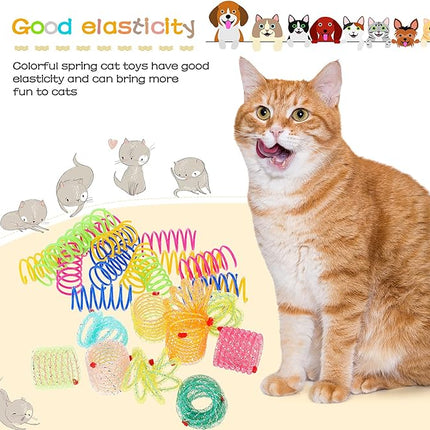 Sumind 30 Pieces Cat Springs Spiral Kitten Springs Interactive Cat Toys Pet Plastic Coil Spiral for Kitten Bouncing Play Training, 2 Styles