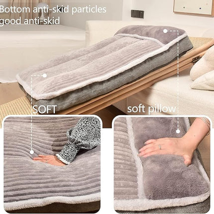 Dog Bed for Large Dogs, Dog Mattress with Pillow for Crate Kennel, Sofa pet Bed, Super Soft pet Bed for Medium, Jumbo, Small Dogs Breeds Grey, Medium:(30”x20 x3)