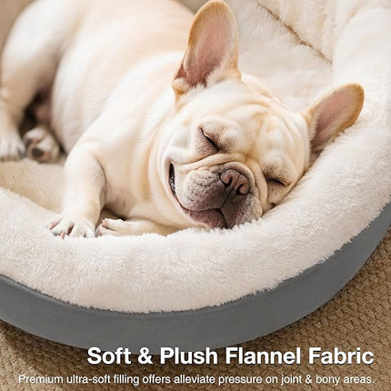 Love's cabin Round Donut Cat and Dog Cushion Bed, 30in Pet Bed for Medium or Large Dogs, Anti-Slip & Water-Resistant Bottom, Soft Durable Fabric Pet beds, Washable Calming Cat & Dog Bed Grey