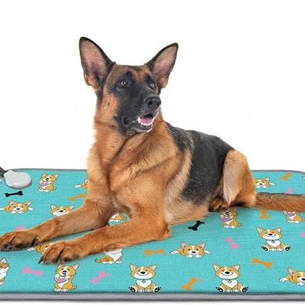 Large Dog Heating Pad 34x21in with Smart Thermostat Switch and Chew Resistant Cord, MET and UL Dual Certification,Waterproof Pet Heating pad, Suitable for Dogs of All Ages