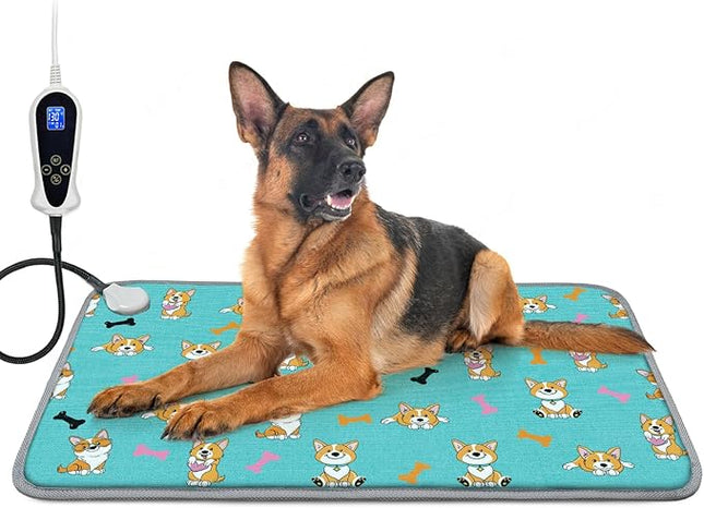 Large Dog Heating Pad 34x21in with Smart Thermostat Switch and Chew Resistant Cord, MET and UL Dual Certification,Waterproof Pet Heating pad, Suitable for Dogs of All Ages