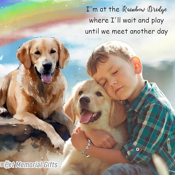 TONY & SANDY Dog Memorial Gifts, Pet Sympathy Rainbow Bridge Pet Memorial Bracelet for Men Women Girls Who Loss of Beloved Dog Cat