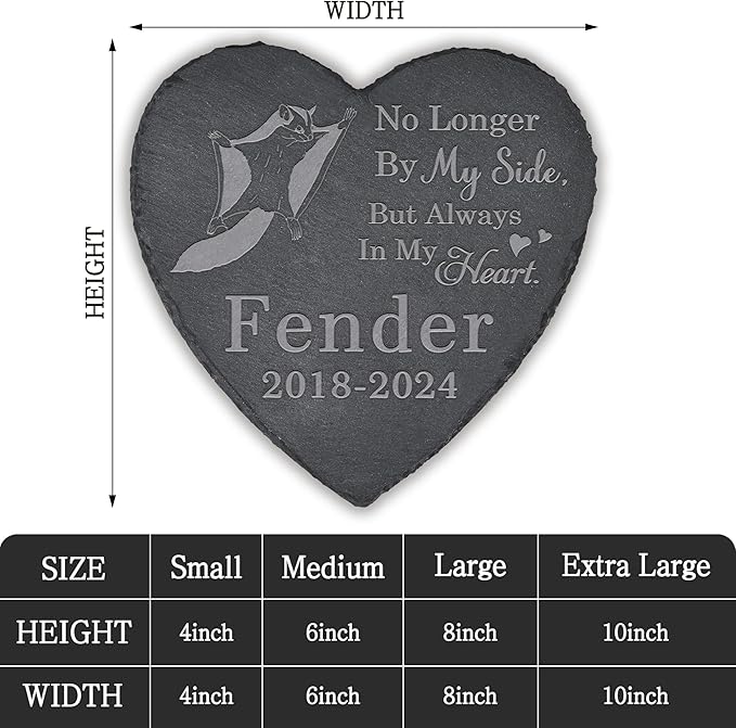 Pet Memorial Stone Flying Squirrel - Flying Squirrel Headstone - Flying Squirrel Memorial Stone - Flying Squirrel Memorial Gifts - Loss of a Flying Squirrel - Flying Squirrel Loss Gifts (Heart-Shaped)